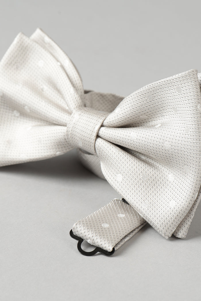 Rosi Collection Soft Knotted Bow Tie Silver for Men-2