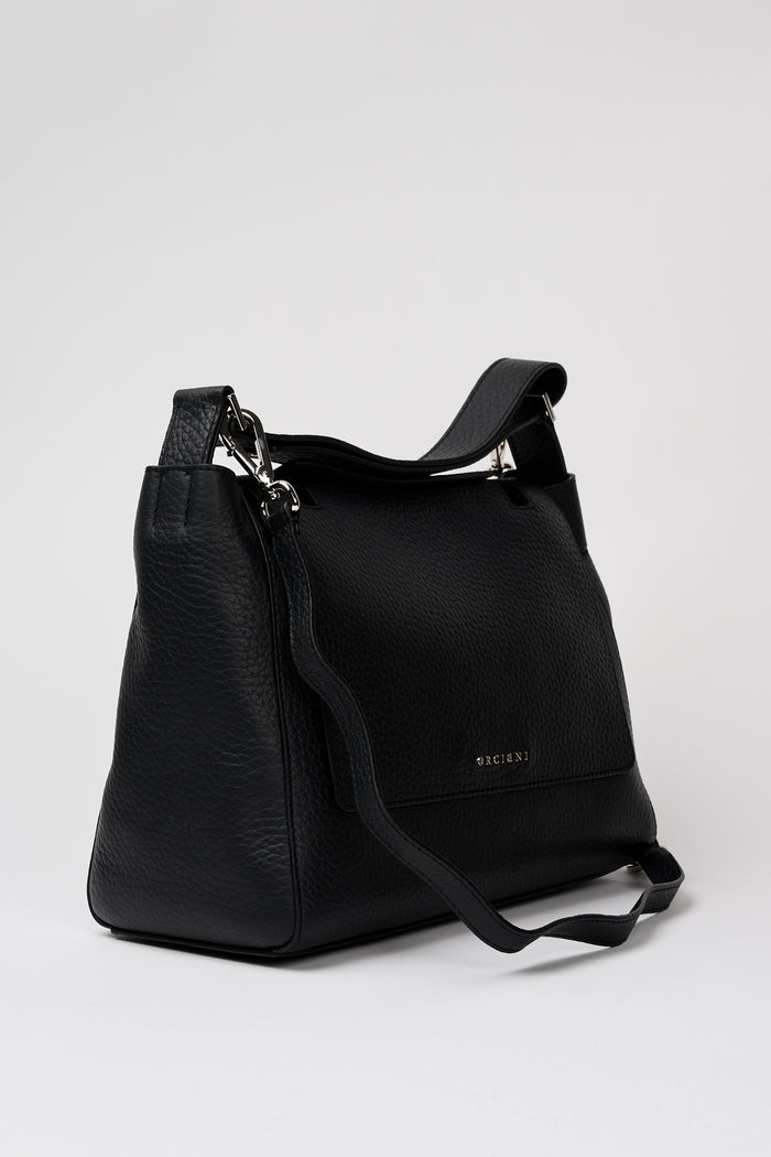 Orciani Sveva Medium Black Leather Bag-2