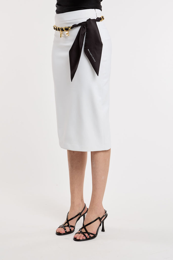  Elisabetta Franchi Wrap Skirt In 95% Pl 5% Ea White Bianco Donna - 2