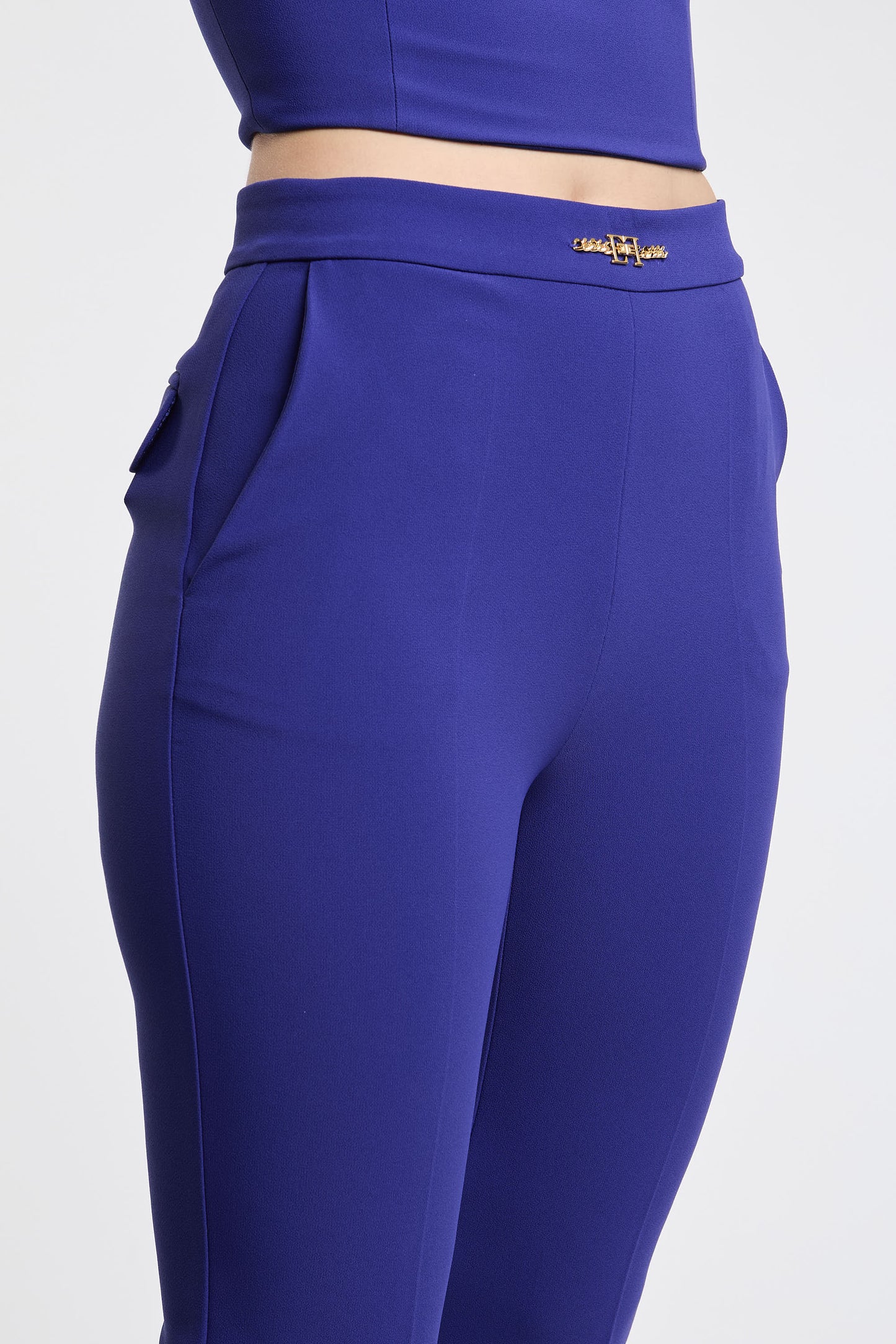  Elisabetta Franchi Blue Trousers 96% Pl 4% Ea Azzurro Donna - 5
