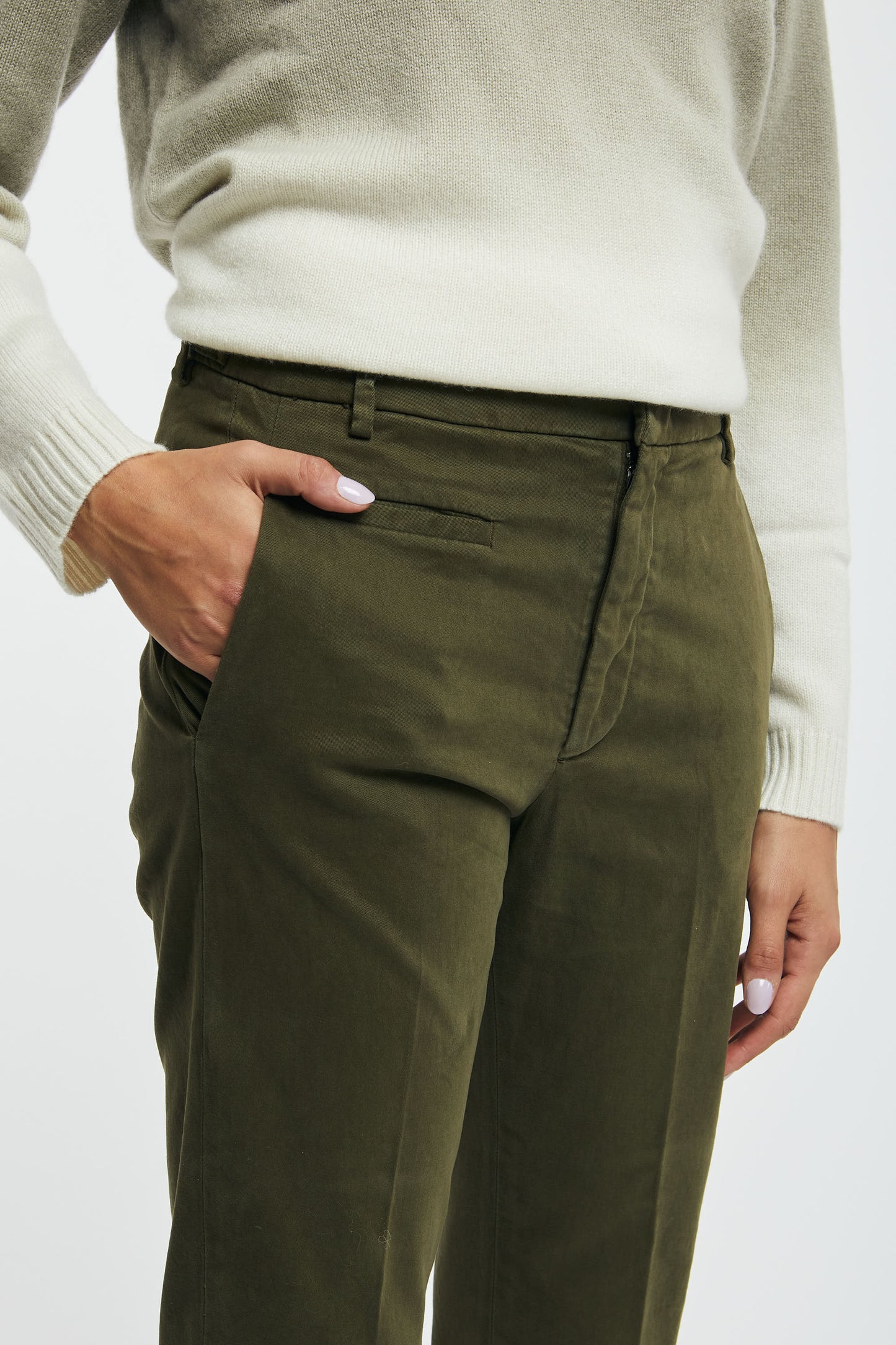  Dondup Gabardine Trousers Arile Green Verde Donna - 4