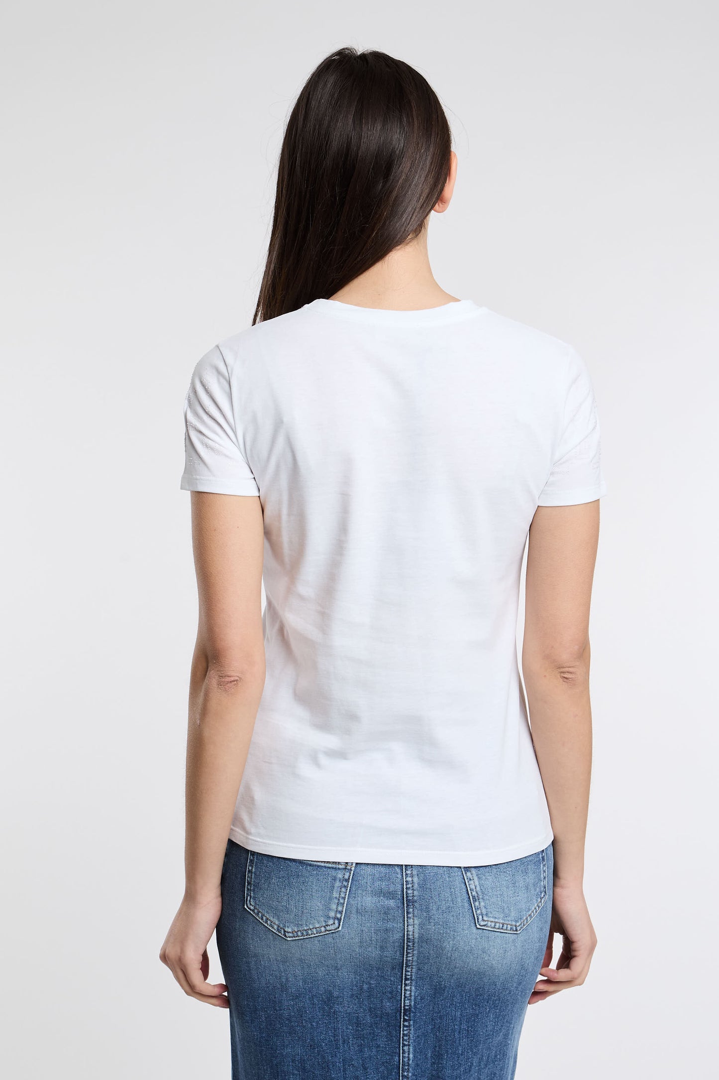  Elisabetta Franchi T-shirt 100% Co Grigio Bianco Donna - 4