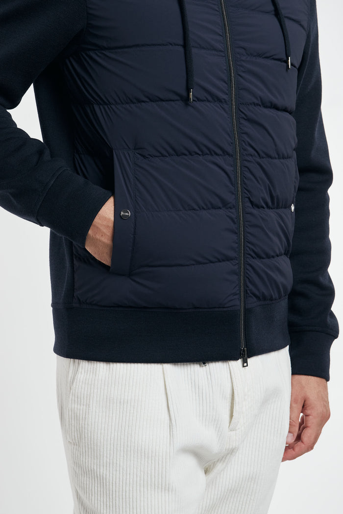  Herno Bomber Bimateriale Coupled Knit Multicolor 93043-26283 Blu Uomo - 8
