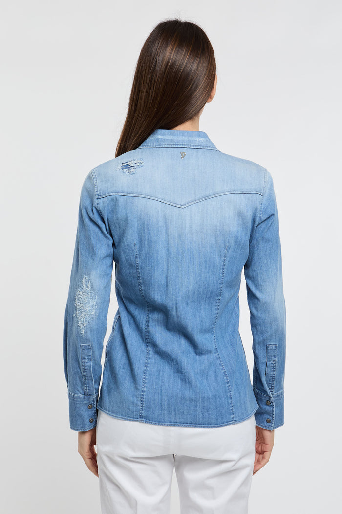  Dondup Camicia Jeans 98% Co 2% Ea Sbiadita Blu Donna - 4