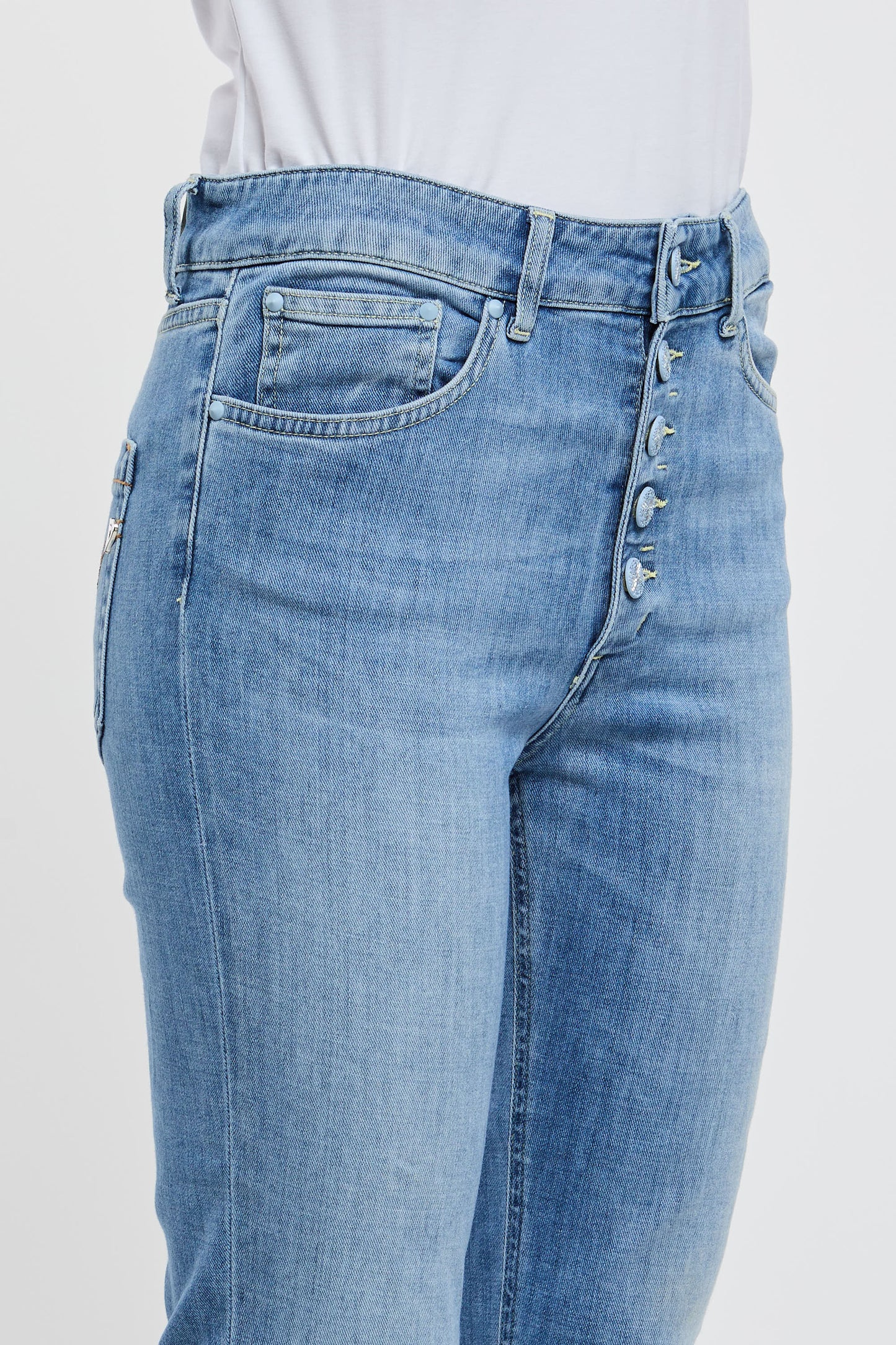  Dondup Jeans Koons In Mixed Cotton Blue Blu Donna - 4