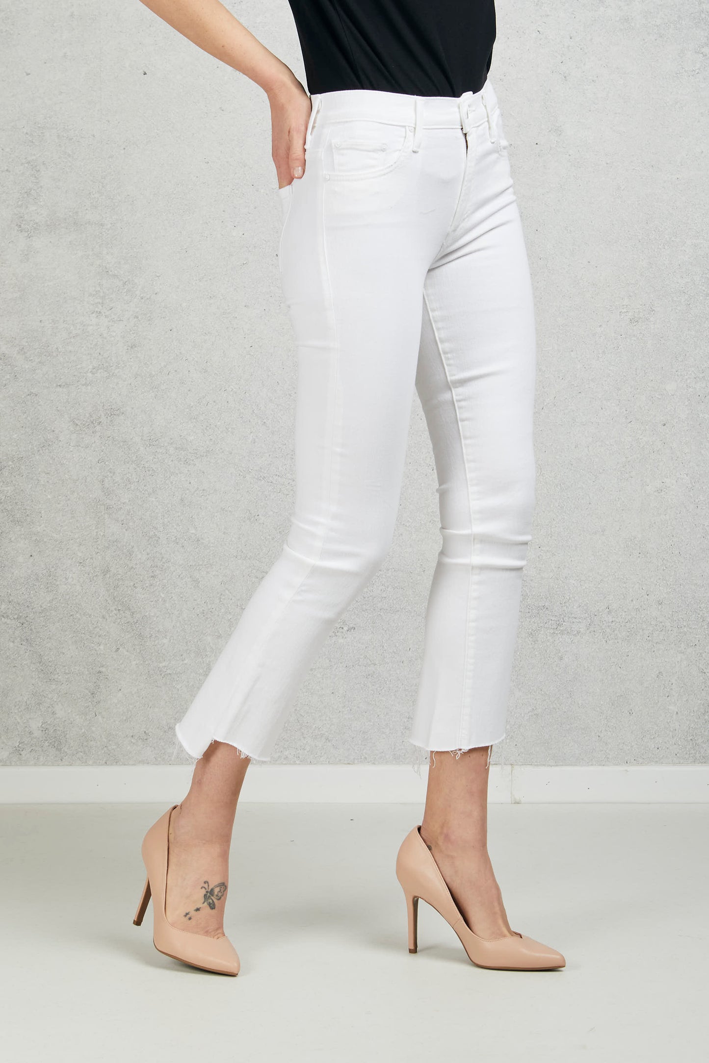  Mother Jeans Insider Crop Stretch Bianco Bianco Donna - 3