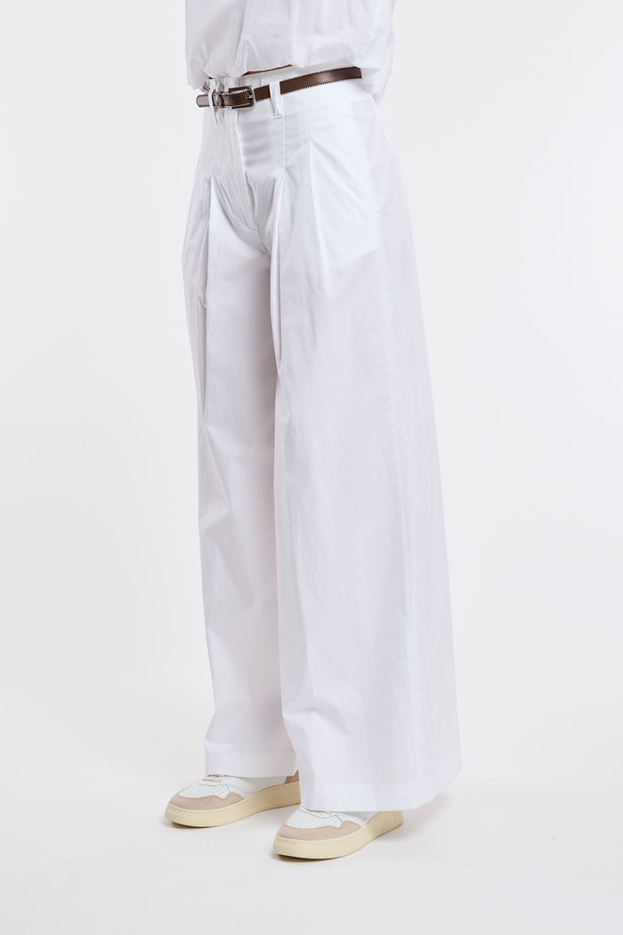 Peserico White Stretch Cotton Sateen Trousers-2