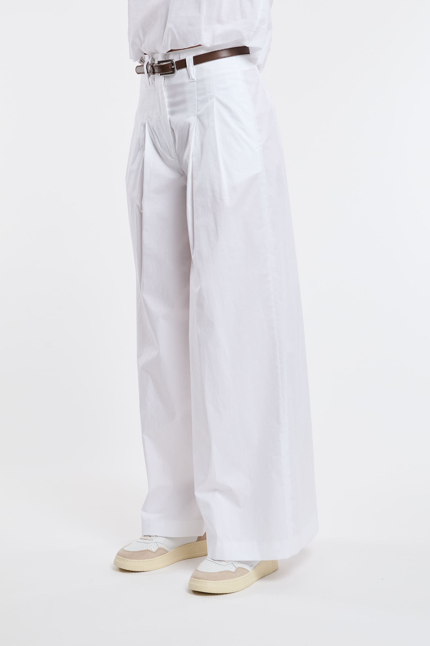  Peserico White Stretch Cotton Sateen Trousers Bianco Donna - 2