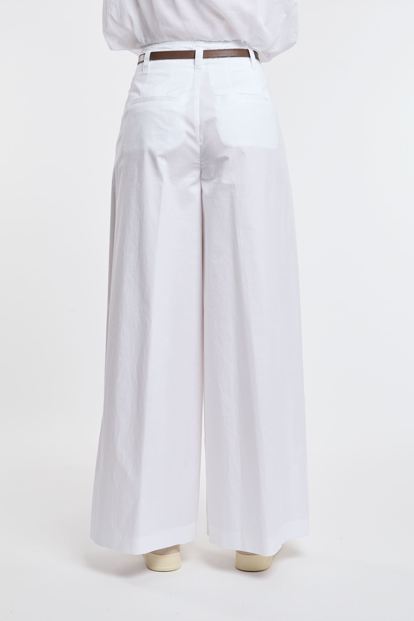  Peserico White Stretch Cotton Sateen Trousers Bianco Donna - 4