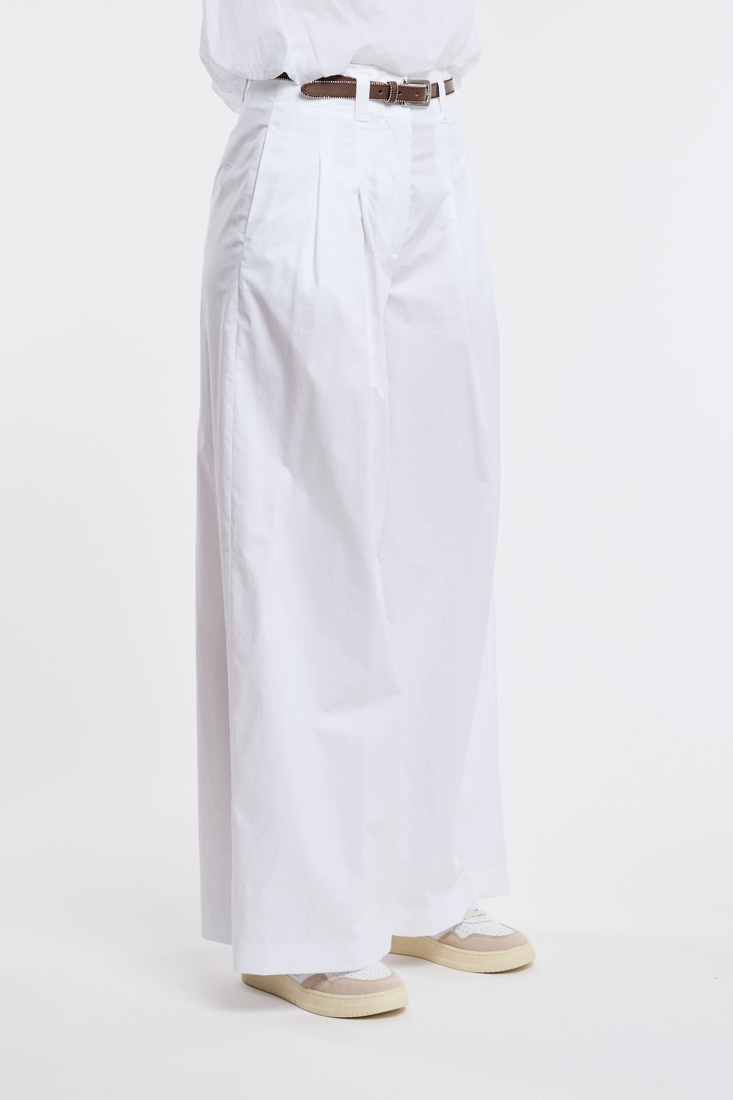  Peserico White Stretch Cotton Sateen Trousers Bianco Donna - 3