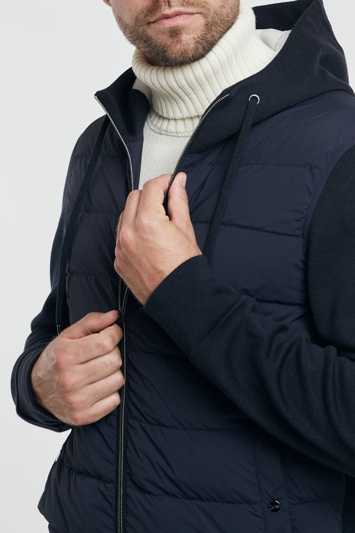  Herno Bomber Bimateriale Coupled Knit Multicolor 93043-26283 Blu Uomo - 9
