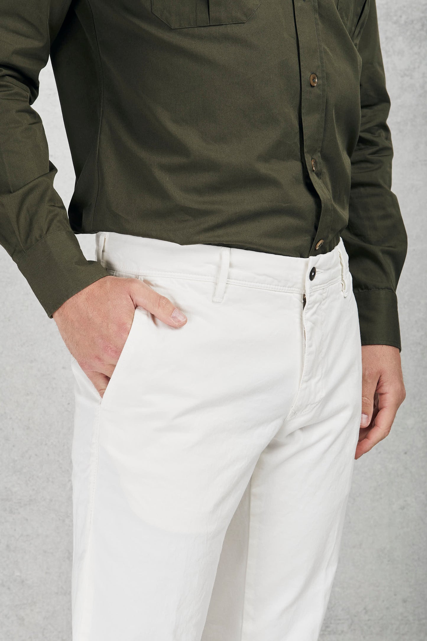  Incotex Slacks White Stretch Gabardine Pants For Men Bianco Uomo - 6
